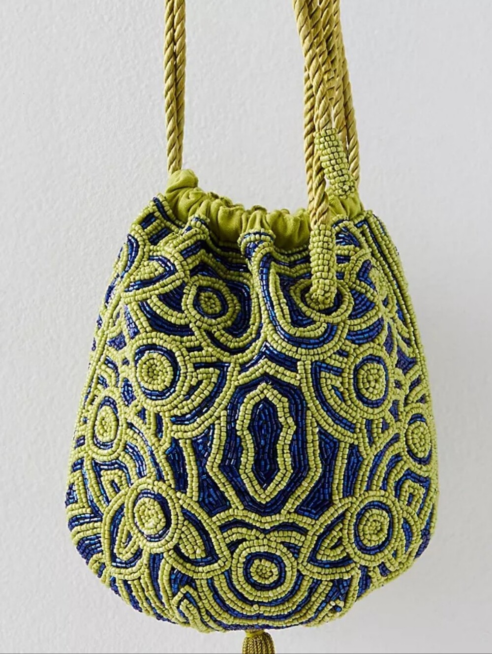 Free People Penny Beaded Drawstring Mini Bag